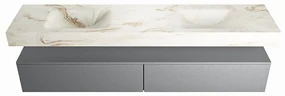 Mondiaz Alan DLux badmeubel 200cm plata 2 lades met wastafel frappe dubbel zonder kraangat