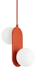 Dubbele hanglamp in ijzermetaal en opaline, Soleo