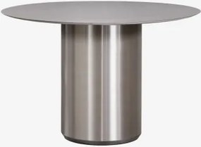Ronde Eettafel Ø120 Cm Luceida Geborsteld Roestvrij Staal & Geborsteld Roestvrij Staal - Sklum