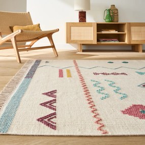 Plat geweven vloerkleed in wol, Imani