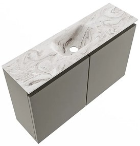 Mondiaz Ture DLux toiletmeubel 80cm smoke met wastafel glace midden zonder kraangat