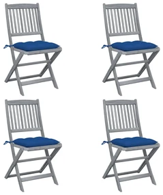 vidaXL Tuinstoelen 4 st inklapbaar met kussens massief acaciahout