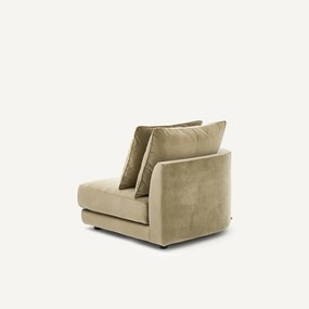 Halve bank links, modulair, van linnenfluweel, TIBERIO