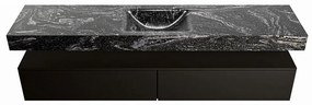 Mondiaz Alan DLux badmeubel 200cm urban 2 lades met wastafel lava midden zonder kraangat