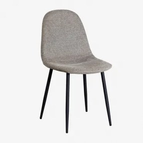 Pak 2 Glamm-eetkamerstoelen In Zwart & Stof Zandbruin & Tela - Sklum