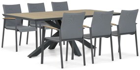 Tuinset 6 personen 215 cm Aluminium/textileen Grijs Lifestyle Garden Furniture Brandon/Palermo