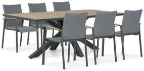 Tuinset 6 personen 215 cm Aluminium/textileen Grijs Lifestyle Garden Furniture Brandon/Palermo