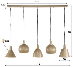 Hanglamp Mix 5-lichts Beige
