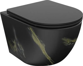 Mexen Lena rimloze wc-pot met slim zitting, duroplast, zwarte steen - 30224098