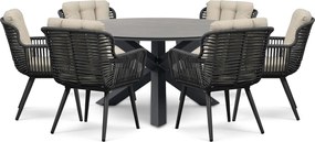 Tuinset 6 personen 150 cm Rope Grijs Coco Custa/Xento