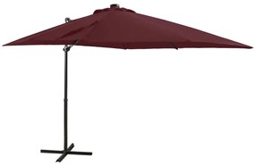 vidaXL Zweefparasol met paal en LED-verlichting 250 cm bordeauxrood