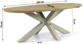 Tuinset 6 personen 240 cm Kunststof Taupe Lifestyle Garden Furniture Salina/Brookline