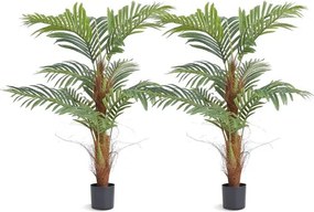 VEVOR 2x Areca Catechu Kunstmatige 800x800x1219mm Kunstplant PE Kunstplanten Plastic Planten in Pot Betelnootpalm Geurloos Waterdicht Ideaal voor Slaapkamer Studeerkamer Woonkamer
