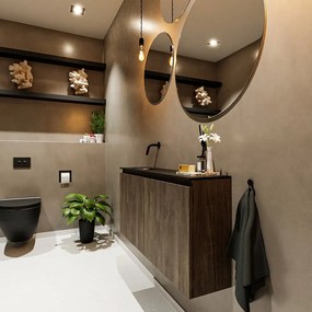 Mondiaz Ture 100cm toiletmeubel dark brown met wastafel urban links geen kraangat
