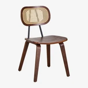 Kaylia Eetkamerstoel Van Hout En Rotan Donker Hout & Donker Hout - Sklum