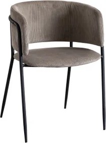 Set Van 2 Gestoffeerde Eetkamerstoelen Met Armleuningen Nalon Zwart & Corduroy Licht Taupegrijs & Corduroy - Sklum
