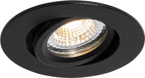 Inbouwspot zwart kantelbaar 6,5cm incl. LED IP54 ultra slim - Pupil