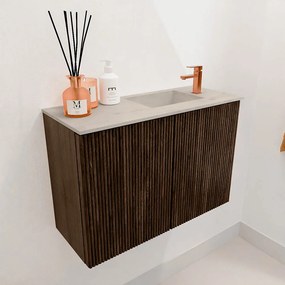 Mondiaz Joya DLux 60cm toiletmeubel walnut met wastafel faye rechts 1 kraangat opalo