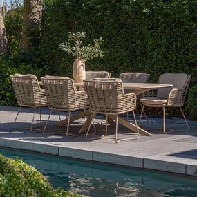 4 Seasons Fabrice tuinset 7-delig - Prado tuintafel 240x105 cm - ceramic sabbia latte