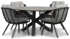 Tuinset Ronde Tuintafel 125 cm Wicker/Aluminium/Aluminium/wicker Zwart 4 personen Coco Azzano/Ancona