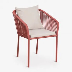 Set Van 4 Eetkamerstoelen Met Armleuningen In Gevlochten Touw Arhiza Classic Terracota - Sklum