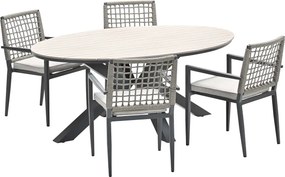 Garden Impressions Burela tuinset 5-delig - Tulli tuintafel 180x115xH75 cm