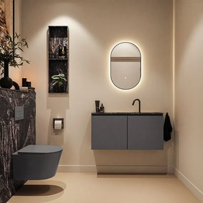 Mondiaz Ture DLux toiletmeubel 100cm dark grey met wastafel lava midden met kraangat