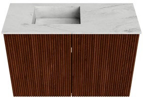 Mondiaz Joya DLux 60cm toiletmeubel ruby met wastafel faye links zonder kraangat opalo