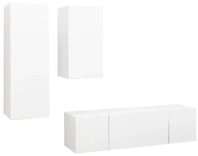 vidaXL 4-delige Tv-meubelset spaanplaat wit