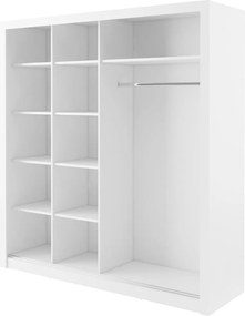 Kledingkast Cirdelu 112, Wit, 215x203x60cm, 185 kg, Kledingkast deuren: Schuivend, Aantal planken: 9, Aantal planken: 9