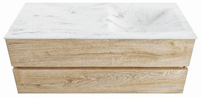 Mondiaz Vica DLux badmeubel 120cm washed oak 2 lades met wastafel opalo rechts 1 kraangat