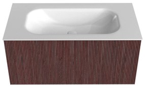 Mondiaz Kurve 90cm badmeubel ruby met 1 lade en wastafel big small midden zonder kraangat