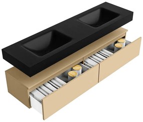 Zaro Alan badmeubel 170cm sand 2 lades met vrijhangende wastafel cloud dubbel 2 kraangaten urban