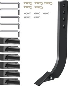 VEVOR Box Blade Shaft, 464 mm verticuteeras, 4-gats box schraperas, met verwijderbare conische tanden en pennen, verstelbare asconstructie voor vervanging, graven, ploegen, 5-pack
