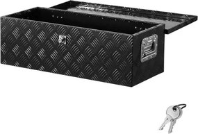 VEVOR Aluminium gereedschapskist voor op de laadbak van een vrachtwagen met zijhandgreep en afsluitbare sleutels, opbergkist voor aanhangwagen, pick-up, camper (762 x 330,2 x 243,84 mm) Zwart