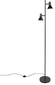 Moderne vloerlamp zwart met goud 2-lichts - Magno Modern E14 Binnenverlichting Lamp