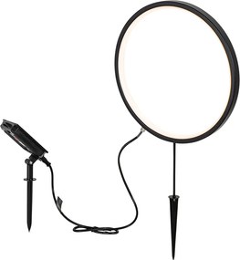 Set van 2 prikspots zwart 60cm incl. LED oplaadbaar en solar IP65 - Adalind