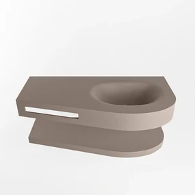 Mondiaz Riva 100cm wastafel met planchet Smoke en wastafel rechts 0 kraangaten Smoke