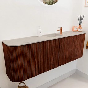 Mondiaz Joya DLux 125cm toiletmeubel ronding links/rechts ruby met wastafel faye midden 1 kraangat opalo
