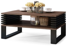 GOKEE bruin eik /zwart mat - moderne salontafel met legplank