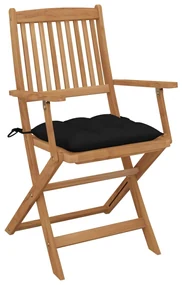 vidaXL Tuinstoelen 4 st inklapbaar met kussens massief acaciahout