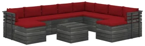 vidaXL 11-delige Loungeset pallet met kussens massief grenenhout