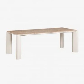 Rechthoekige Eettafel 220x100 Cm Van Mdf En Zanzibar Marmer Beige Marmer Emperador - Sklum