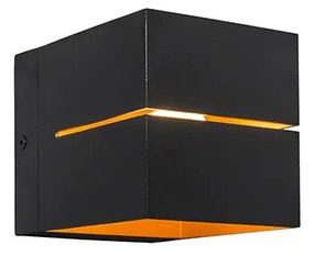Set van 2 wandlampen zwart met gouden binnenkant 9,7 cm - Transfer Groove Binnenverlichting Lamp