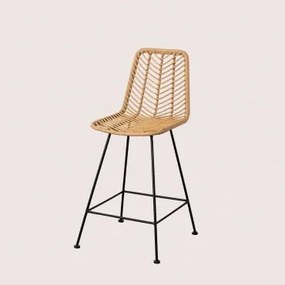 Set Van 4 Hoge Tuinkrukken In Synthetisch Riet Natuurlijk Gouda Natuurlijk & ↑65 Cm & Zwart & Geen Kussen - Sklum