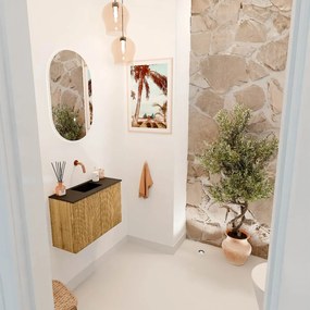 Mondiaz Joya 60cm toiletmeubel oak met wastafel faye midden zonder kraangat urban