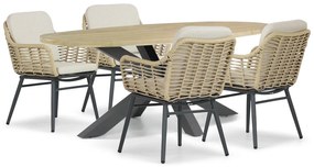 Tuinset 4 personen 200 cm Aluminium/wicker Taupe Coco Antoni/Brookline