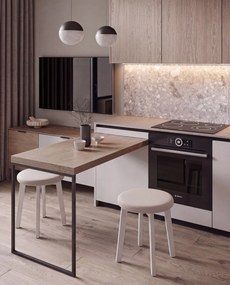 Mazzoni ZOI Lichtbeige (stof Storm 04)/wit beuken onderstel - RONDE GESTOFFEERDE KRUK VOOR KEUKEN/WOONKAMER