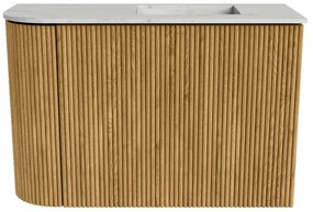 Mondiaz Joya DLux 60cm toiletmeubel ronding links oak met wastafel faye rechts 1 kraangat opalo