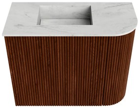 Mondiaz Joya DLux 50cm toiletmeubel ronding rechts ruby met wastafel faye links zonder kraangat opalo